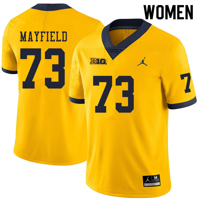Women #73 Jalen Mayfield Michigan Wolverines College Football Jerseys Sale-Yellow